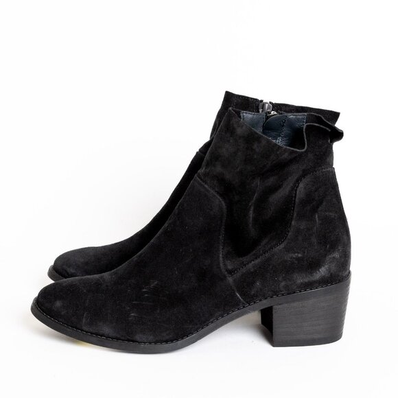 Paul Green Suede Leather Bootie Black Western Nicole Made in Austria - Picture 1 of 16